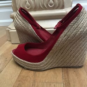 Red espadrilles platform wedges (Neiman Marcus)